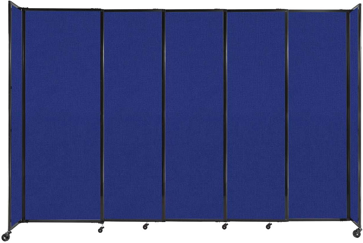 Versare Straightwall Sliding Portable Wall Partition | Freestanding Office Dividers | Locking Wheels | Temporary Room Separator | 11'3'' Wide x 7'6'' Tall Royal Blue Fabric Panels