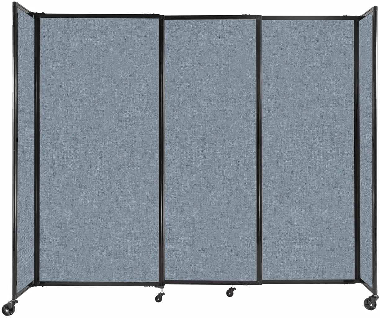 Versare Straightwall Sliding Portable Wall Partition | Freestanding Office Dividers | Locking Wheels | Temporary Room Separator | 7'2'' Wide x 6' Tall Powder Blue Fabric Panels
