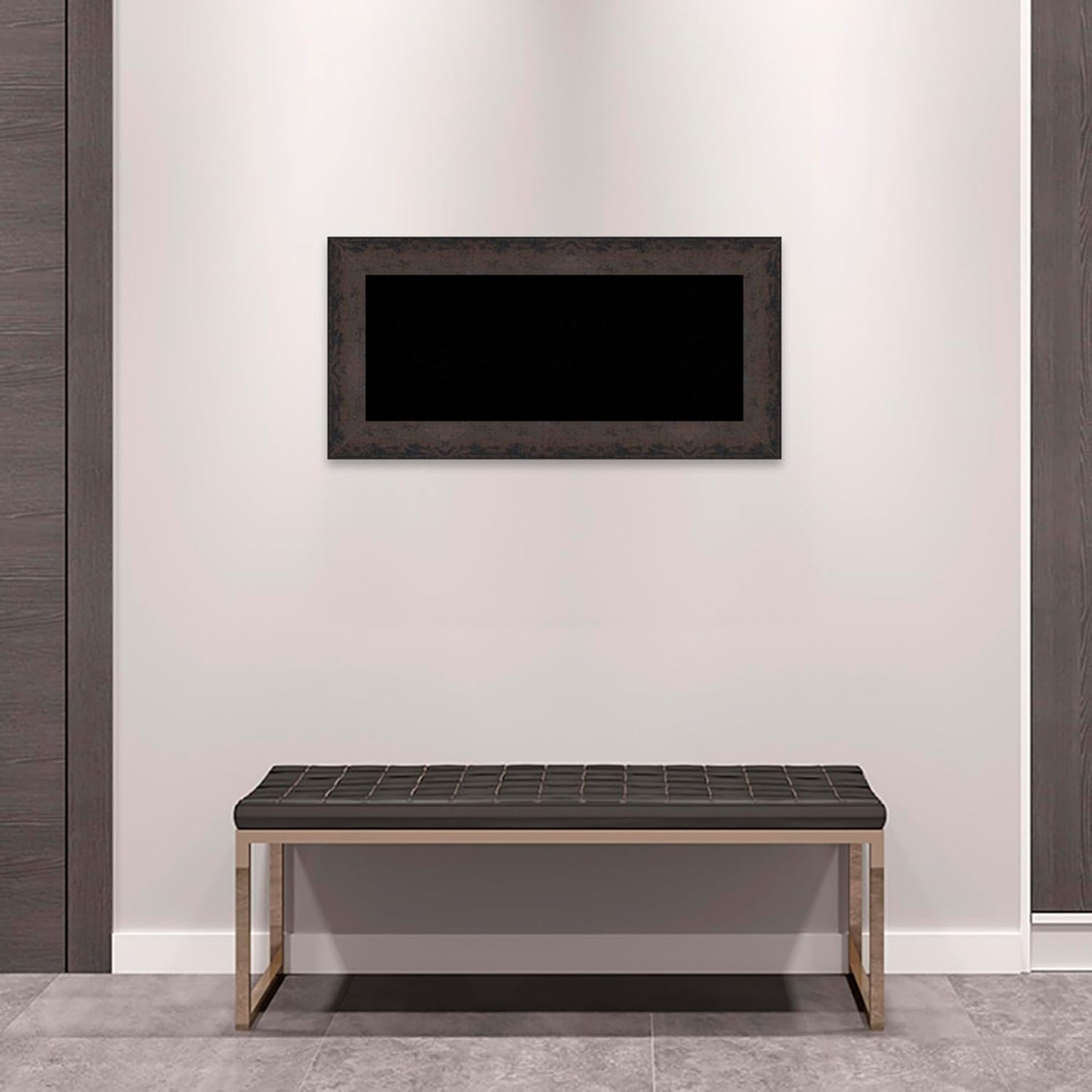 Amanti Art Black Cork Board for Wall, 17x35 Vision Board with Black Wood Frame, Medium Corkboard Office Decor for Home Organization, Modern Corkboard Pinboard to Display Items for Home Organization