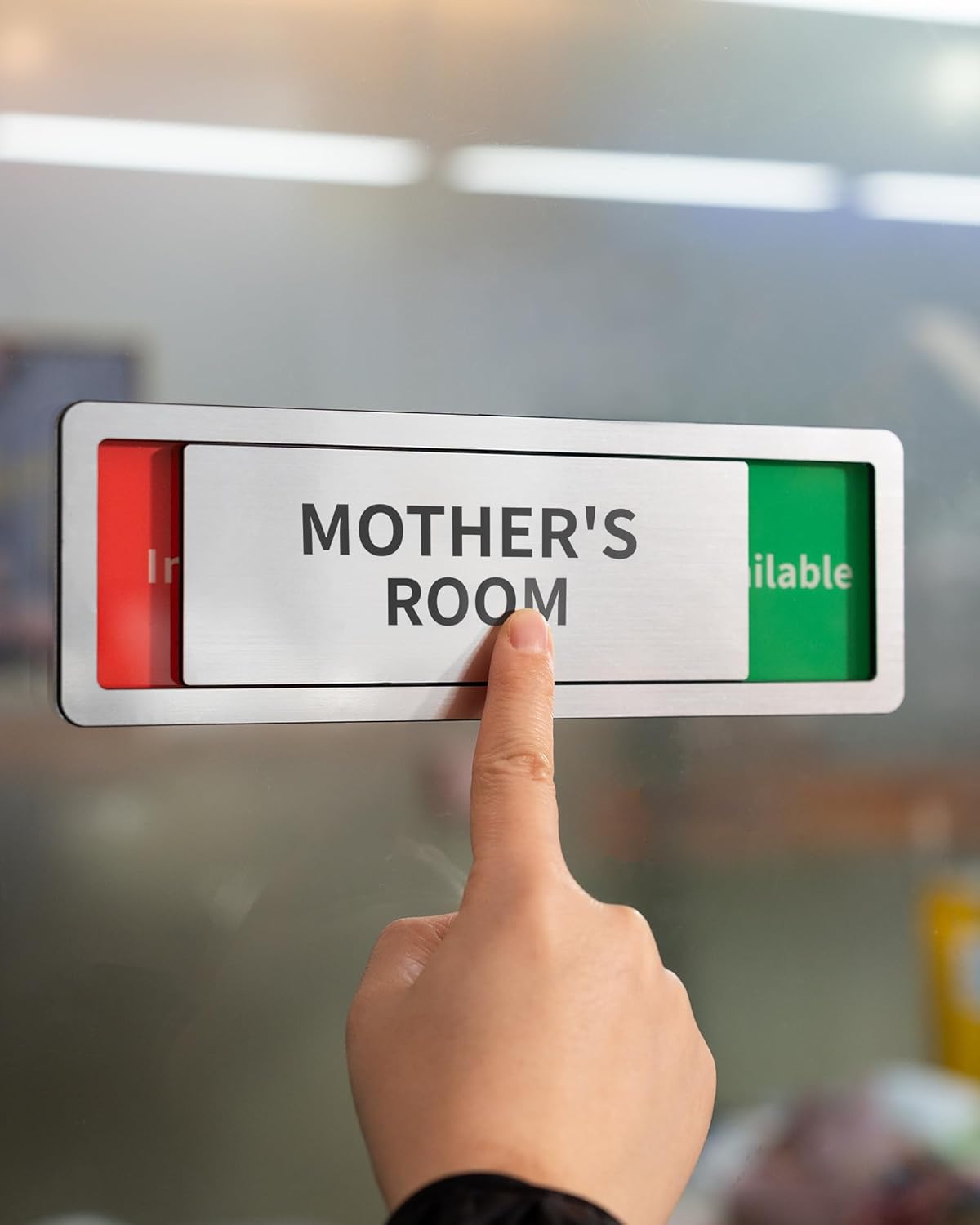 Mother's Room Door Signs, Do Not Disturb,Breastfeeding Door Sign, In Use/Available Slider Sign for Lactation Room, Privacy Vacant Occupied Nursing Signs，Brushed Silver