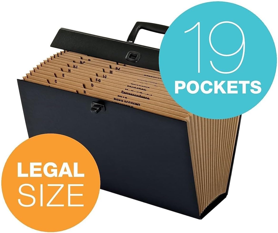 Pendaflex Globe-Weis 19-Pocket File Express Case (11170) (Colors May Vary),Assorted Colors, Legal