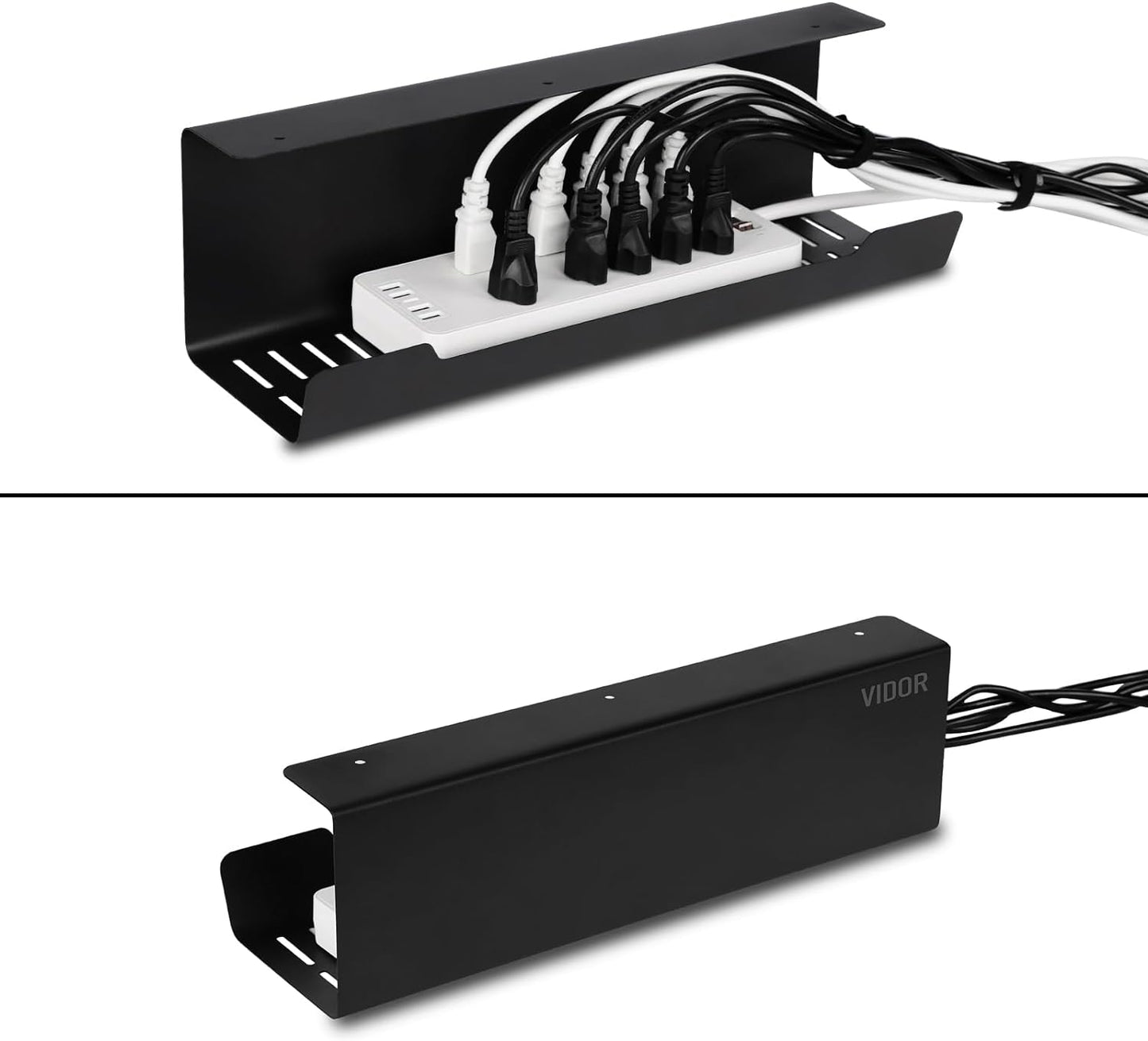 VIDOR Under Desk Cable Management Tray 1-Pack, 17" Cord Organizer, No Drill Alloy Steel, Perfect for Standing Desk, Wire Management for Office Home