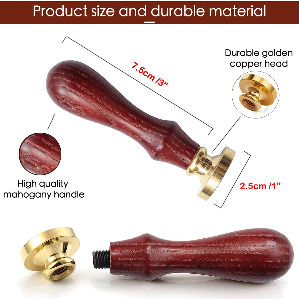 Christmas Wax Seal Stamp Hot Stamping Gift Box Set, 6 Pcs Sealing Wax Stamps Copper Seals 1 Wooden Hilt, Wax Stamp Kit for Cards Envelopes, Gift Packaging (Christmas Series)