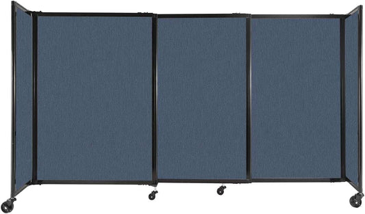 Versare Straightwall Sliding Portable Wall Partition | Freestanding Office Dividers | Locking Wheels | Temporary Room Separator | 7'2'' Wide x 4' Tall Ocean Fabric Panels