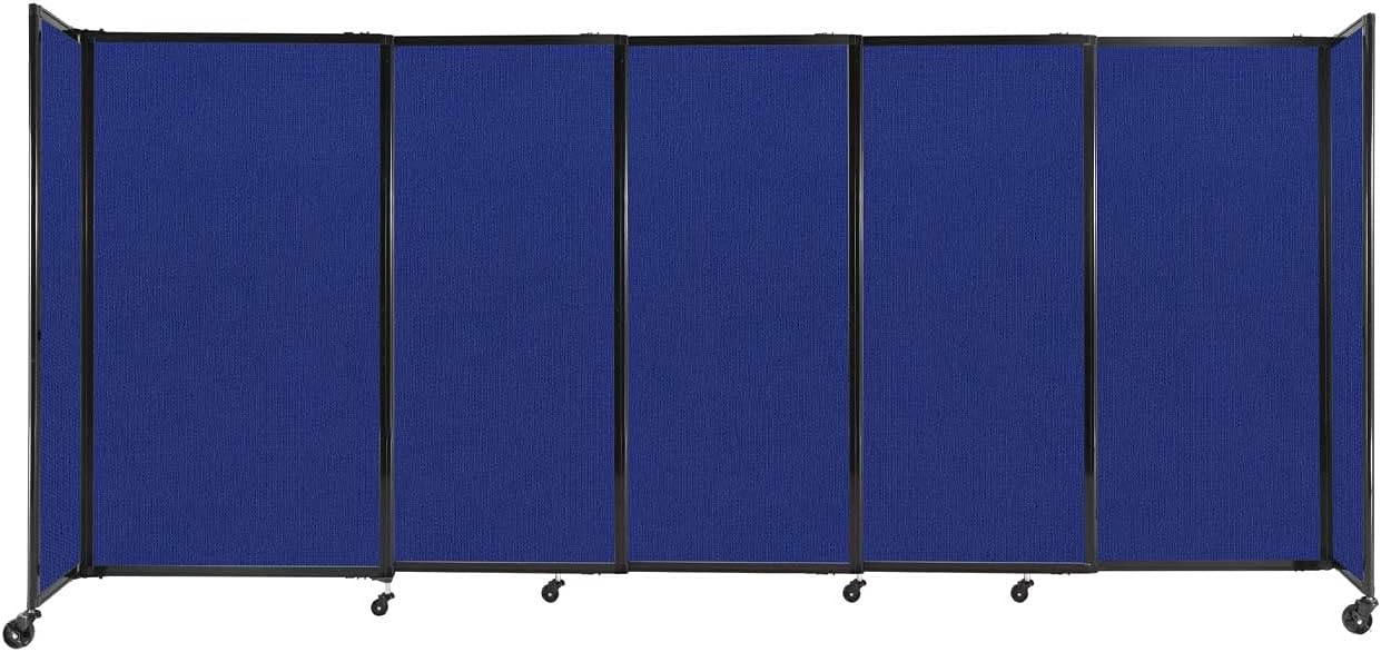 Versare Straightwall Sliding Portable Wall Partition | Freestanding Office Dividers | Locking Wheels | Temporary Room Separator | 11'3'' Wide x 5' Tall Royal Blue Fabric Panels