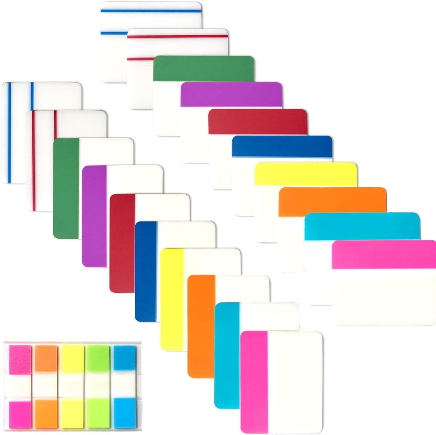 Sticky Tabs – Book tabs, Page Labels for Books, Files & Binders – Strong Adhesive & Repositionable Index Markers for Notebooks& Journals（500 Pieces 2 Inch 21 Sets 10 Colors）