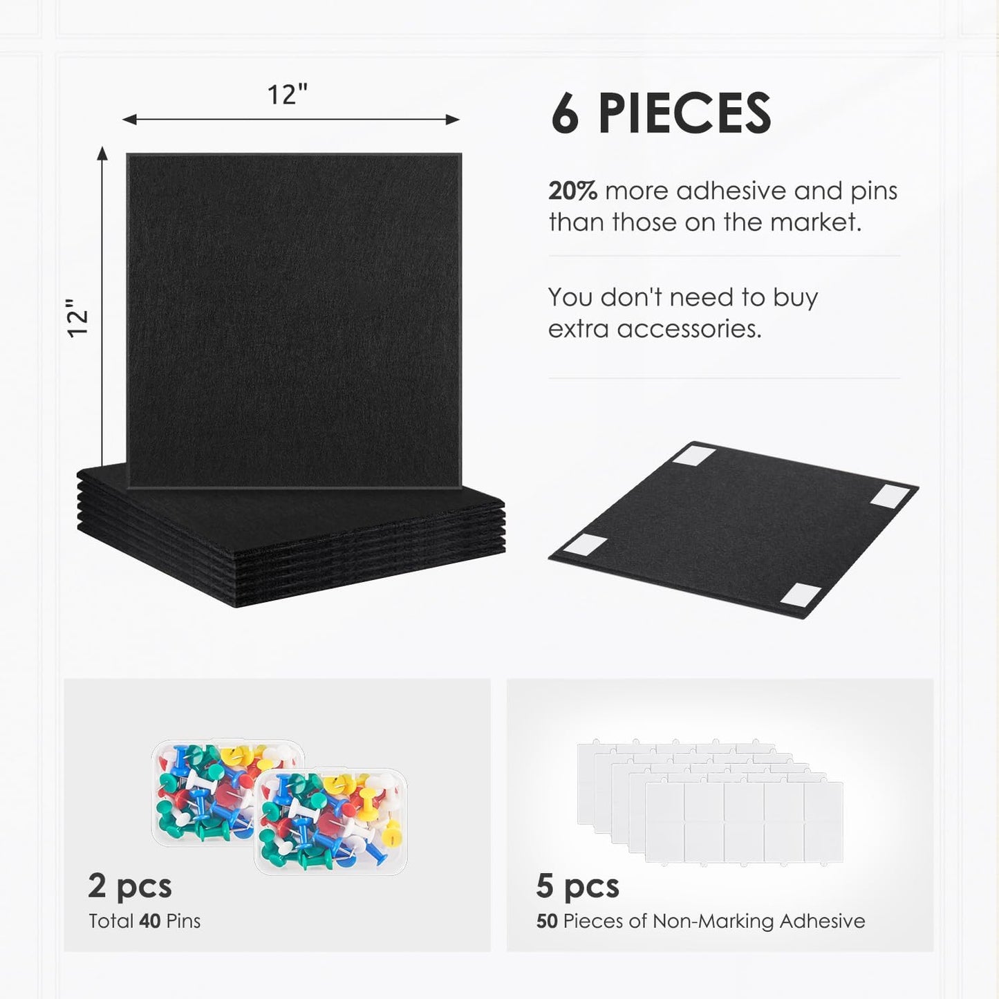 Cork Board for Wall,Felt Wall Tiles with Safe Removable Adhesive Tabs,Bulletin Board for Home Office Kitchen,Pin Board Notice Board for Photos Memos