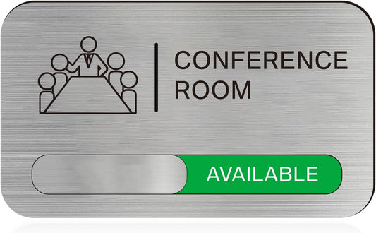 Acrylic Office Meeting Room Door Sign, 8.8 x 5.1 inches, Silver, Minimalist Style