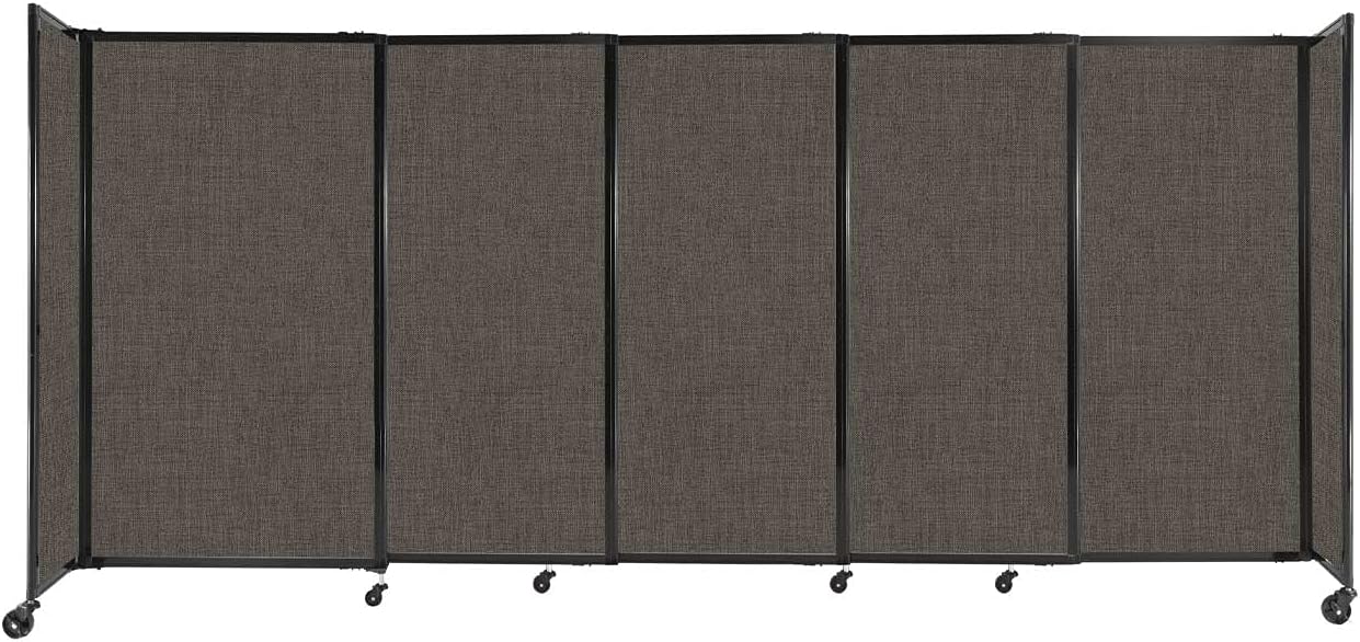 Versare Straightwall Sliding Portable Wall Partition | Freestanding Office Dividers | Locking Wheels | Temporary Room Separator | 11'3" Wide x 5' Tall Mocha Fabric Panels