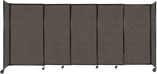 Versare Straightwall Sliding Portable Wall Partition | Freestanding Office Dividers | Locking Wheels | Temporary Room Separator | 11'3" Wide x 5' Tall Mocha Fabric Panels