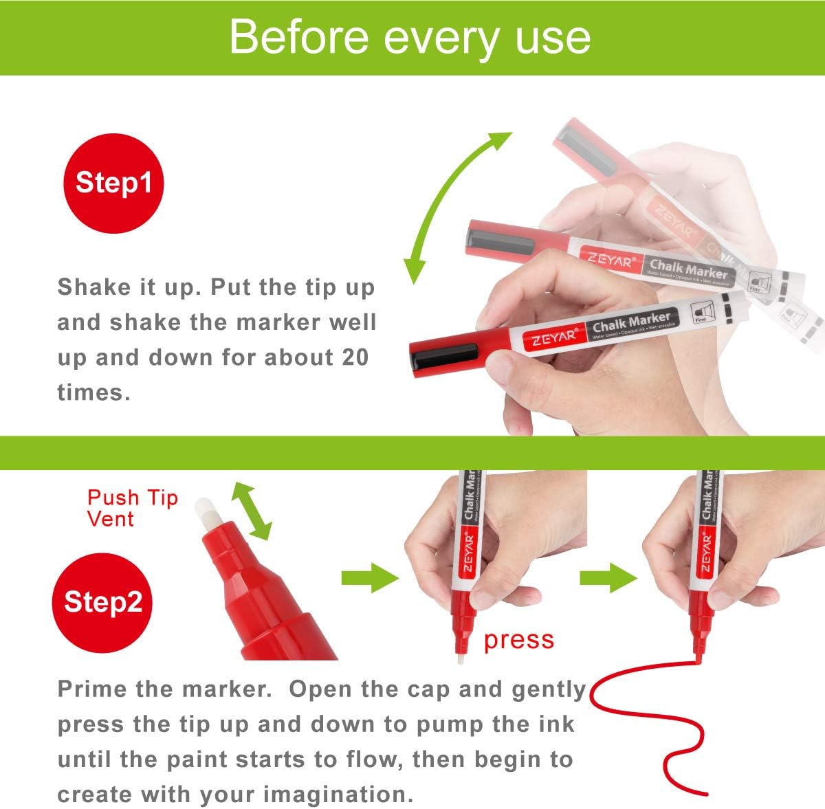 ZEYAR Liquid Chalk Marker-Wet Erase Marker, 24 Colors, 1.2mm Fine Tip for Detailed Drawing, Writes on Nonporous Chalkboards, Bistro Boards, Windows, Plastic and more (24 Colors)