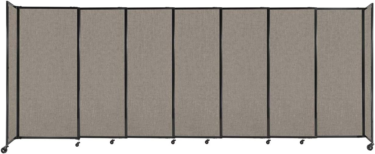 Versare Straightwall Sliding Portable Wall Partition | Freestanding Office Dividers | Locking Wheels | Temporary Room Separator | 15'6" Wide x 6' Tall Warm Pebble Fabric Panels