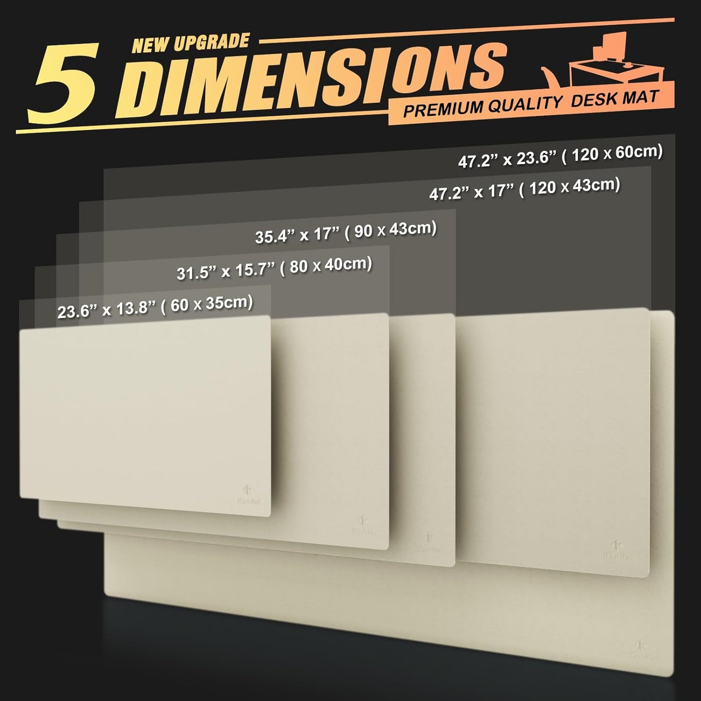 K KNODEL Large Office Leather Desk Mat, Mouse and Keyboard Pad, Computer and Laptop Mat, Desktop Protector and Cover, Writing Pad and Blotter (47.2"x23.6", Ivory Cream)