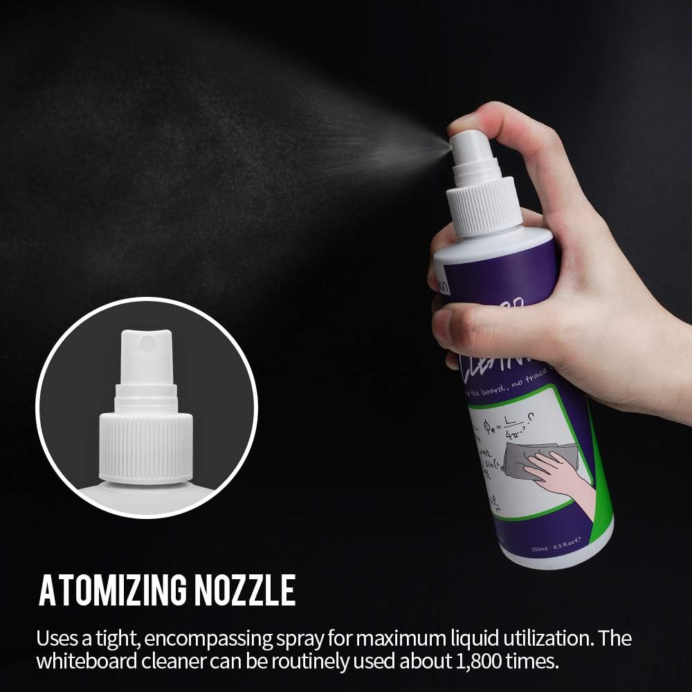loukin Non-Toxic Whiteboard Cleaner, 8.5 fl oz Dry Erase Board Cleaner, Whiteboard Cleaning Spray with Cloth, Removes Stubborn Marks from Whiteboards