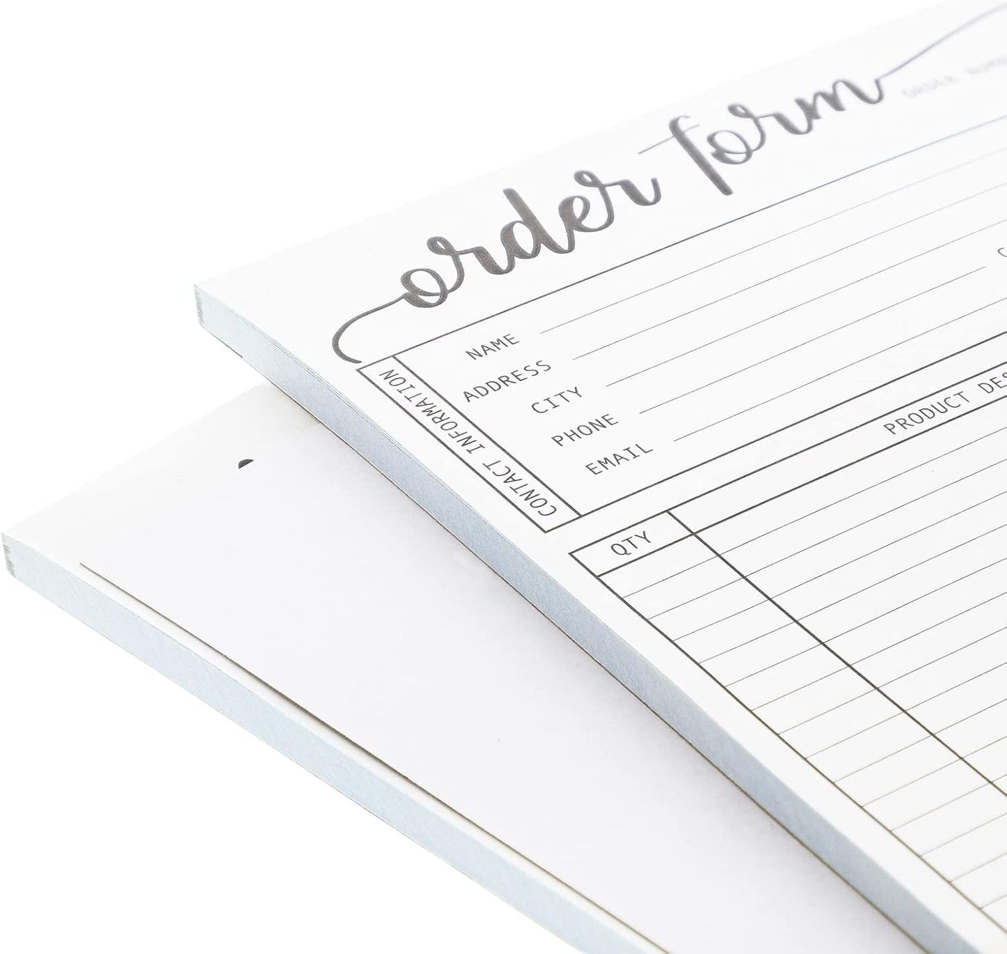 Juvale Receipt Book with Carbon Copies & Work Order Forms - 5.5 x 8.5 in, White, 2 Pads, 100 2-Part Carbonless Sheets - Invoice Receipt Book & Order Form Notepad