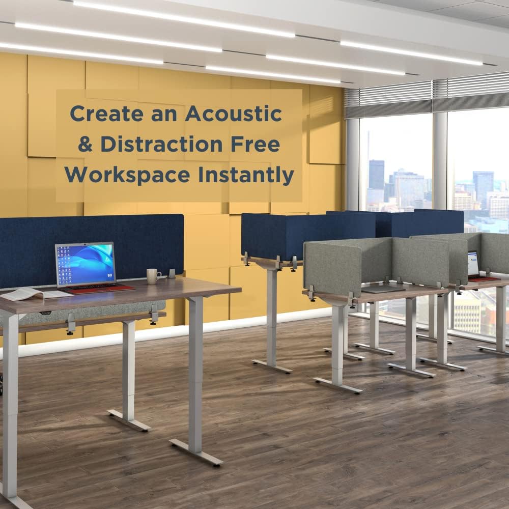 Sound Absorbing Panel and Sound Proof Privacy Shield - Cubicle Wall, Desk Divider for Students and Office (Light Grey, 23" W x 18'H)