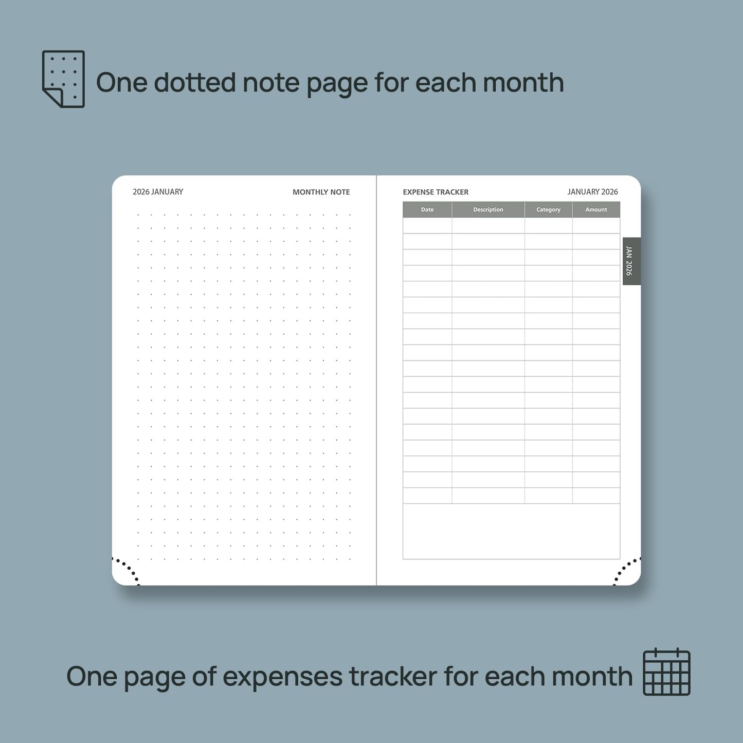 POPRUN Pocket Monthly Planner 2026-2027 (Pocket- 4''x 6.25'' Soft Leather Cover) - 18 Month Calendar Book for Purse (Jan.2026 - Jun. 2027), 100 GSM Thick Paper - Night Sky Blue