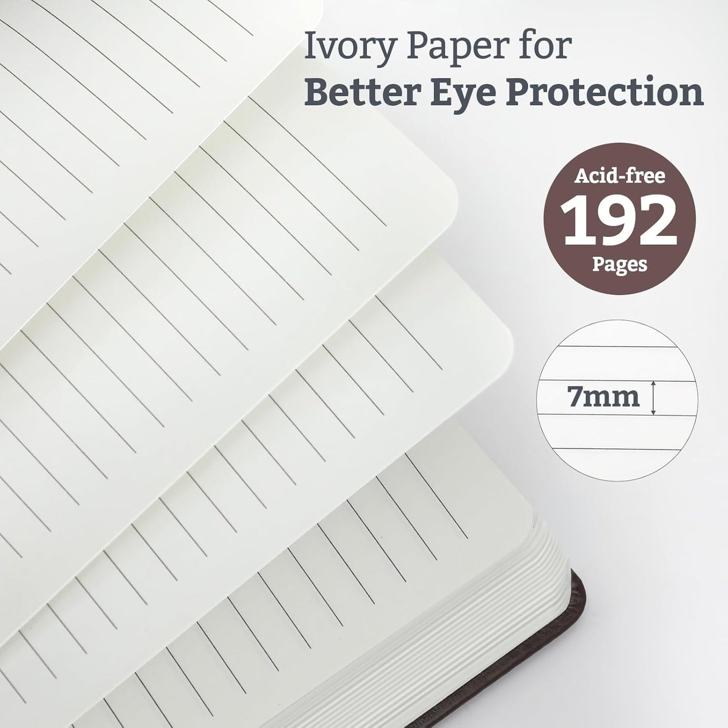 Hardcover Lined Bullet Dotted Journal Notebook, A5 140 192 Pages 100 120Gsm Paper College ruled for School,Work,Travel,and Daily Planning，5.7''*8.3'' (6, Brown, A5 Lined)