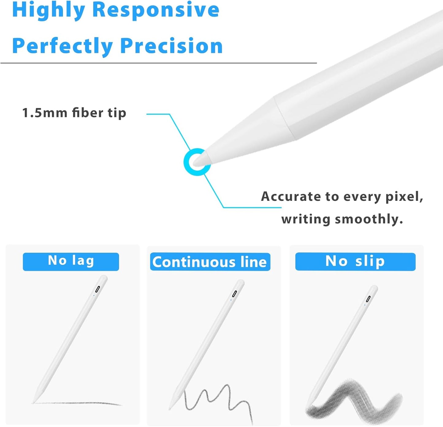 XIRON Stylus Pen for iPad with Palm Rejection, Compatible with (2018-2024) Apple iPad Pro M4 2024, iPad Air M2 2024, iPad Pro 11/12.9 inch, iPad 6-10th, iPad Air 5th/4th/3rd Gen, iPad Mini 5-6th Gen