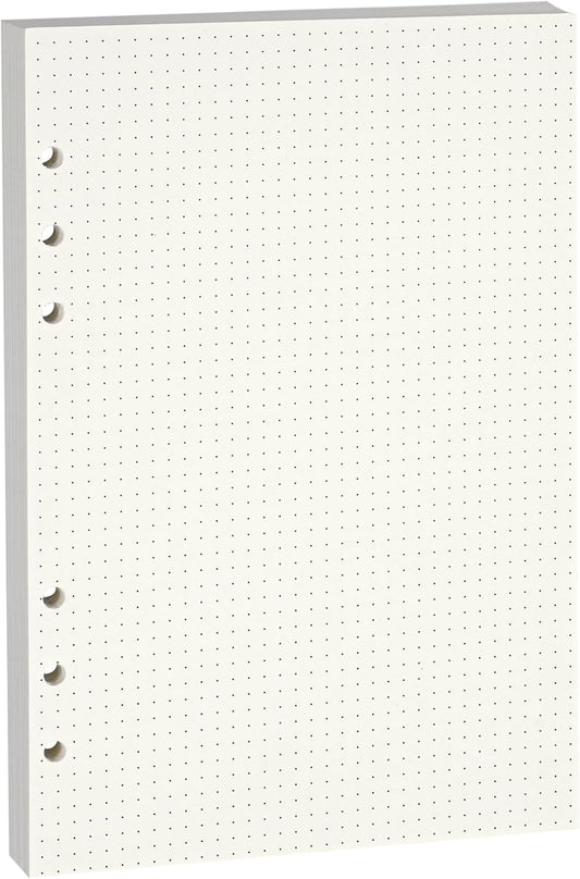 A5 Dot-Ruled Refill Paper, 100gsm Thick Beige No-Bleed Sheets (80-Pack), Pre-Punched – Fits A5 6-Ring Binders for Office, School & Teachers