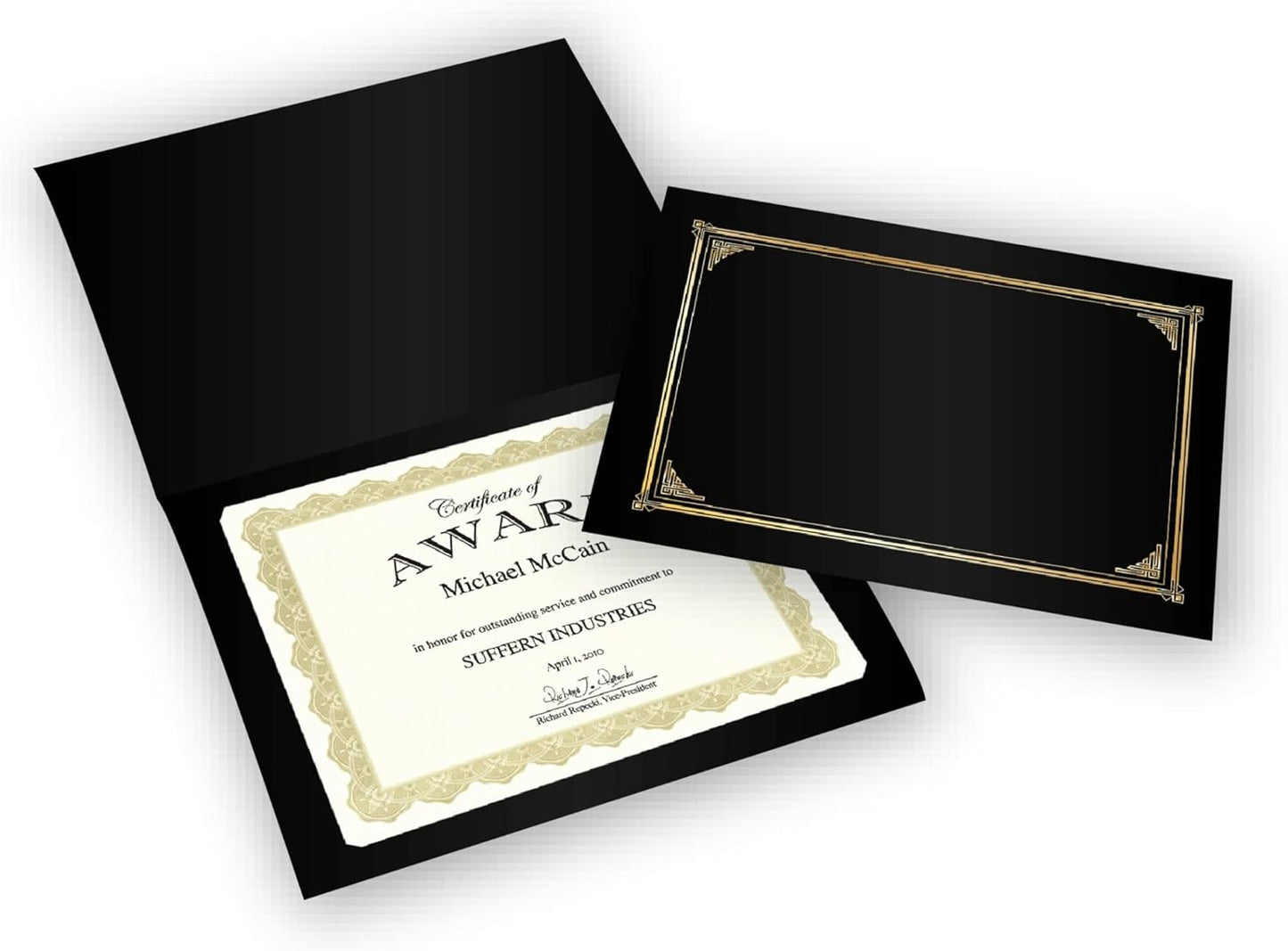 Classic Linen Certificate/Document Covers, 12.5” x 9.75”, Black (6 Pack)