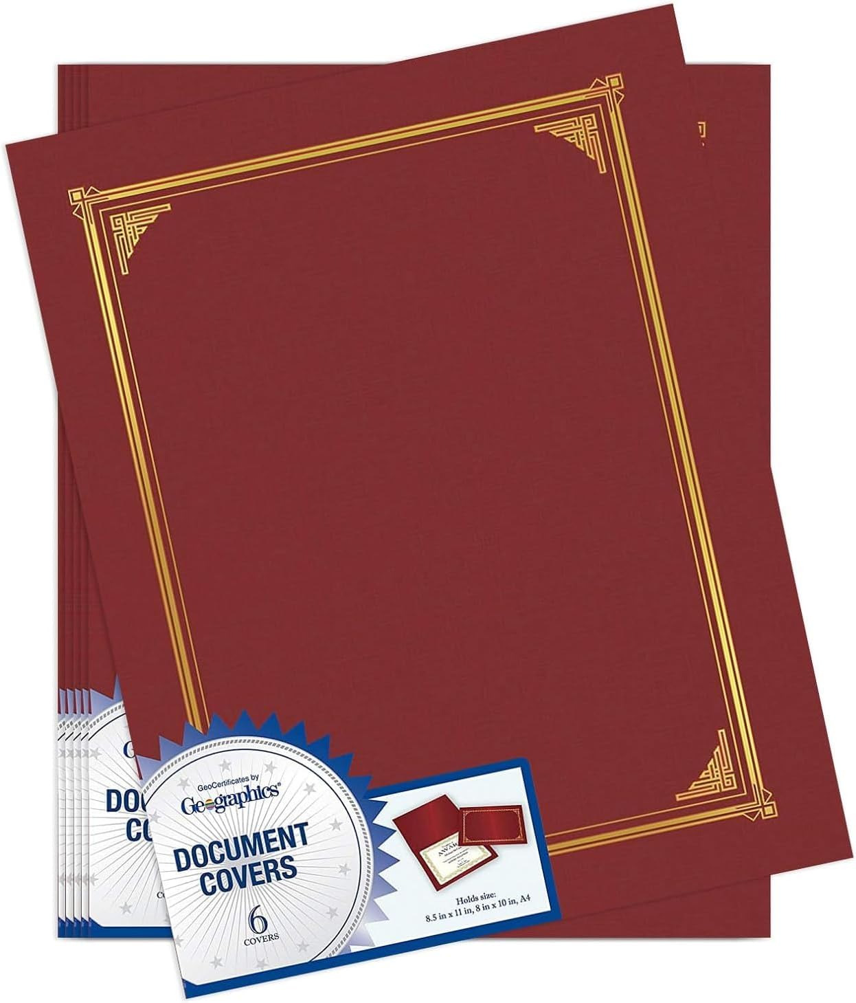 45333 Certificate/Document Cover, 12 1/2 x 9 3/4, Burgundy (Pack of 6)
