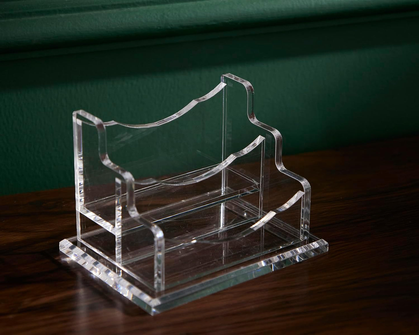 SEVENY Business Card Holder, Clear Acrylic Cards Organizer Stand for Men and Women, Business Cards Case Rack 1 Pack, Holds 120 Cards-2 Slot