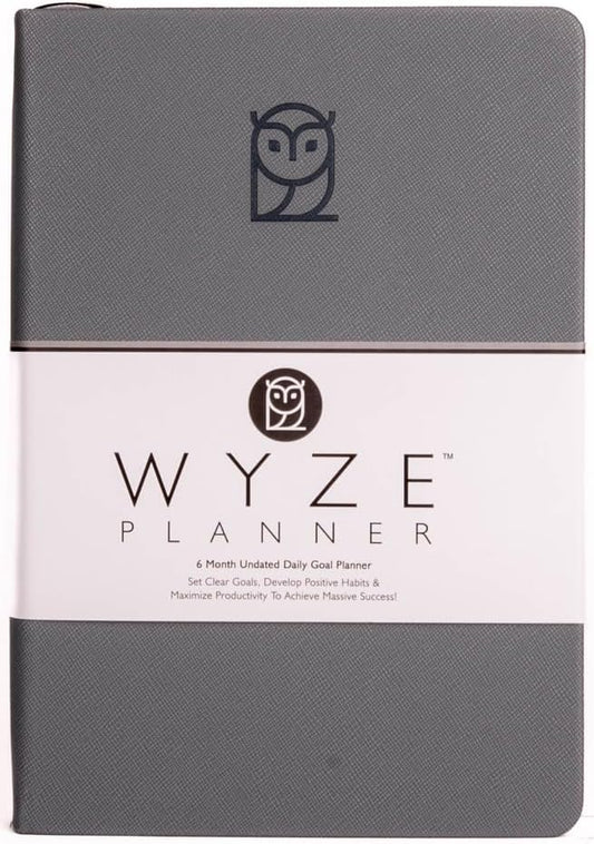 Undated Daily Planner – 6-Month A5 Productivity Organizer with Full Page Per Day, Hourly Schedule, Goal Setting, Habit Tracker, Weekly & Monthly Pages – Hardcover Time Management Notebook (Gray)
