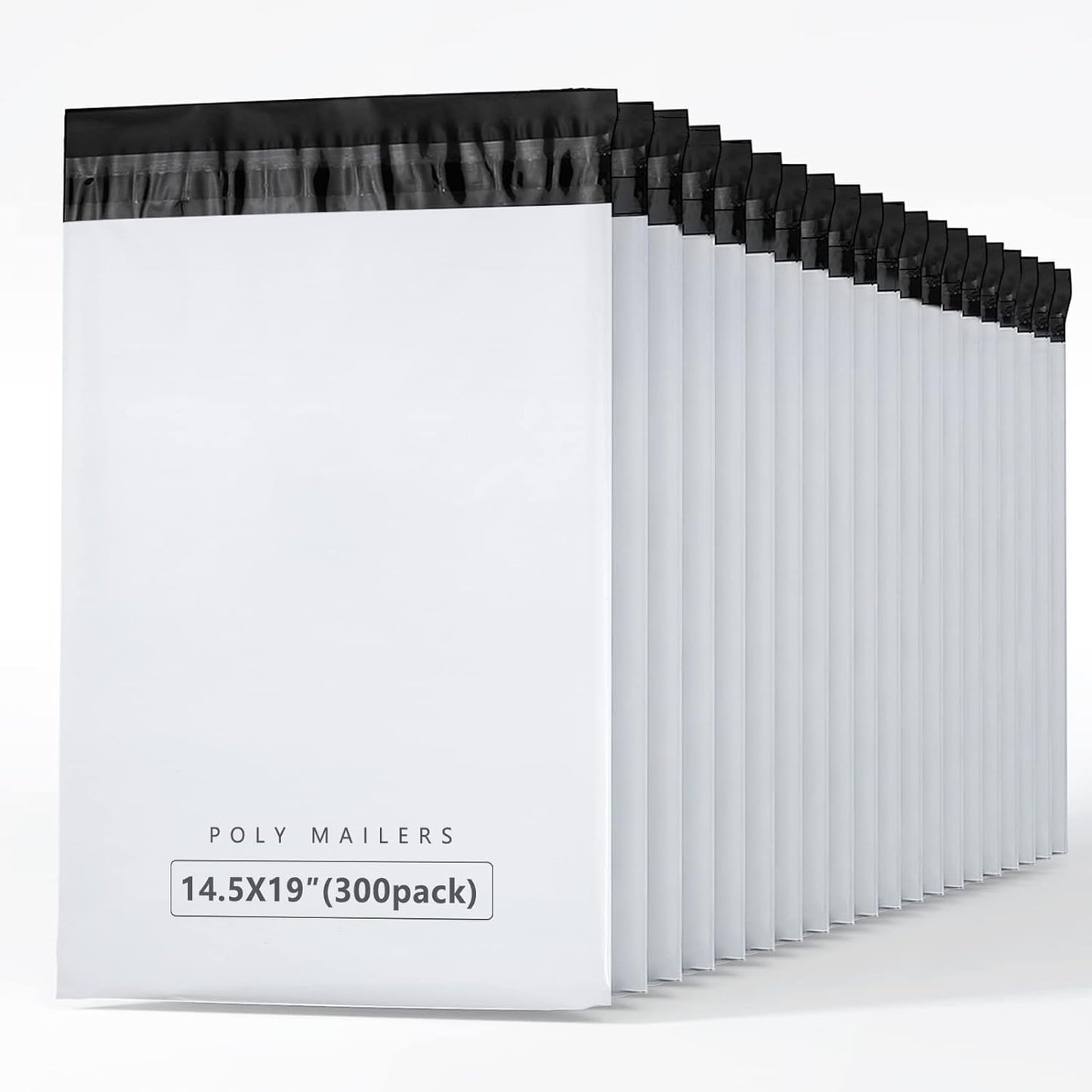 Metronic 300 Pcs Shipping Bags 14.5x19, Large Poly Mailers for Small Business Supplies, White Poly Bags for Clothing Packing Supplies, Strong Adhensive Self Seal Mailing Packing Bags Postal Bags