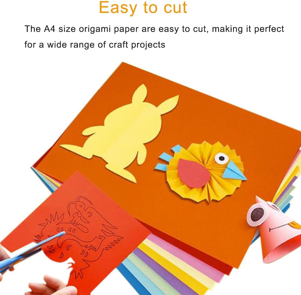 A4 Origami Paper Black 100 Sheets, 8.27×11.7 inch Double Sided Color Easy Fold Big Origami Paper A4 Colored Copy Papers Thin 70gsm for Beginners, DIY handwork Art and Craft Projects (210 x 297 mm)