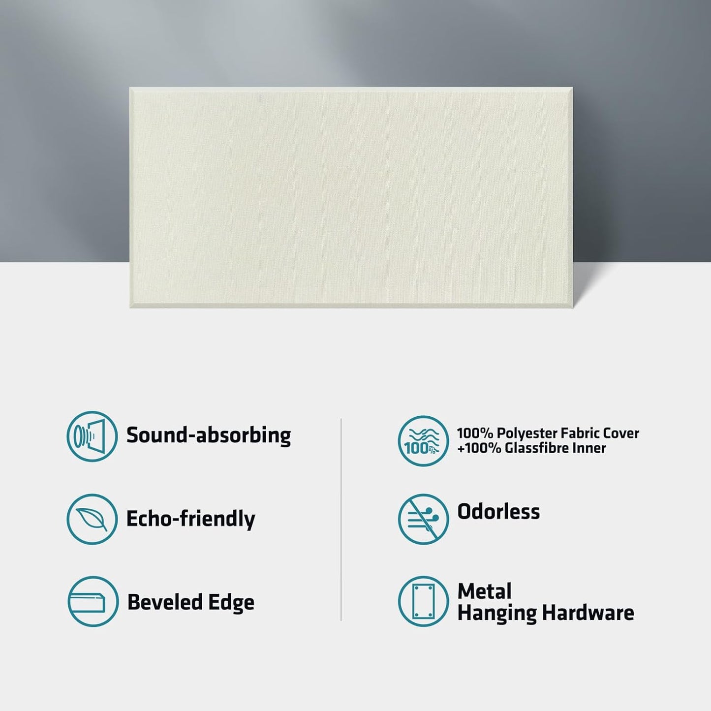 UMIACOUSTICS 2 PCS Acoustic Panel, 47.2" x 23.6" x 2" Fiberglass Sound Proof Wall Panels, Sound Absorbing Panels for Studios, Office, Home Theater. Off White