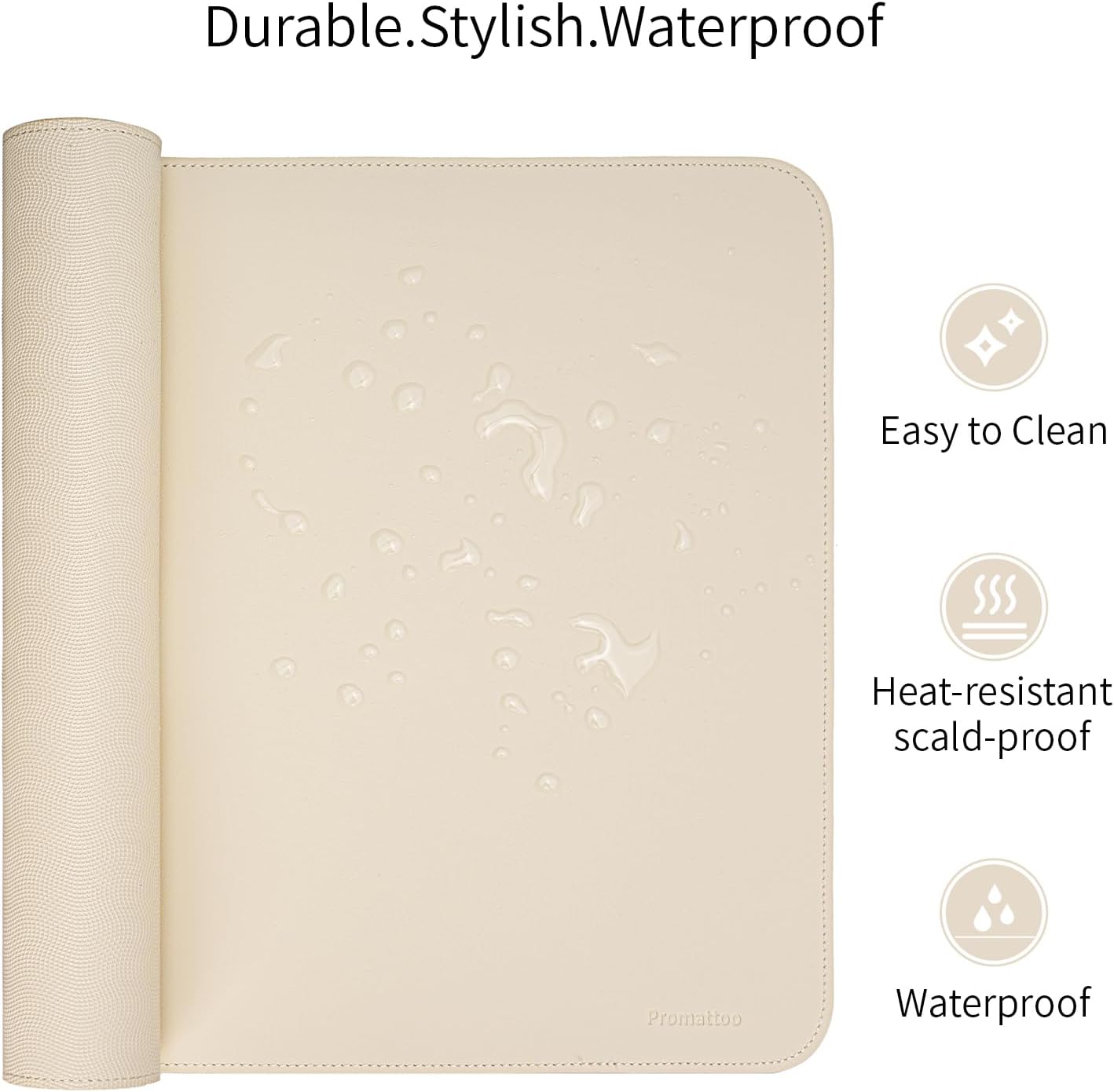 Oversized Non-Slip Desk Pad Protector – Grips Desk Firmly, Anti-Slip Like You've Never Seen! Vegan Leather Waterproof Laptop Mat for Keyboard & Mouse – Large Office Pad– Creamy White