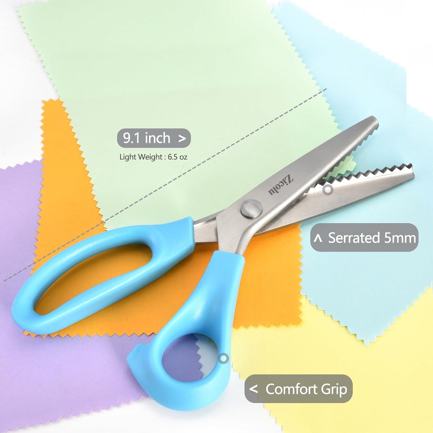 Zig Zag Scissors for lace wig, 9" Sewing Pinking Shears for Fabric Cutting, Craft Scissors Decorative Edge Paper, Ideal for Tailor, Quiltiing, Dressmaking, Scrapbooking, Home DIY, Arts&Crafting