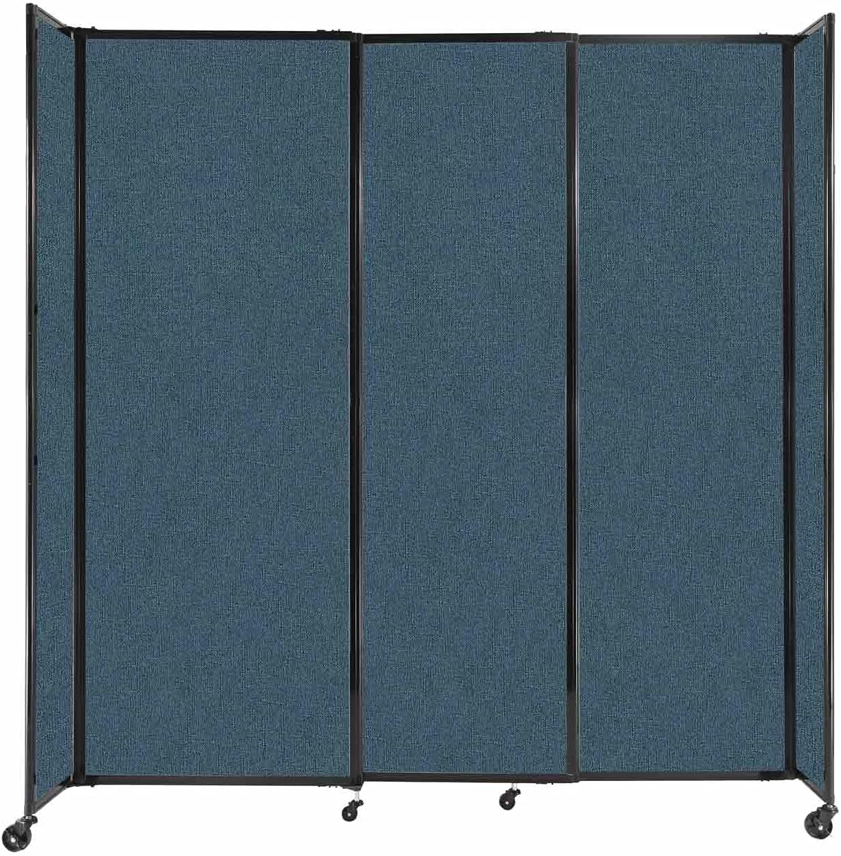 Versare Straightwall Sliding Portable Wall Partition | Freestanding Office Dividers | Locking Wheels | Temporary Room Separator | 7'2" Wide x 7'6" Tall Caribbean Fabric Panels