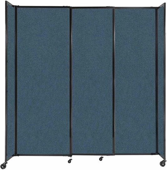 Versare Straightwall Sliding Portable Wall Partition | Freestanding Office Dividers | Locking Wheels | Temporary Room Separator | 7'2" Wide x 7'6" Tall Caribbean Fabric Panels