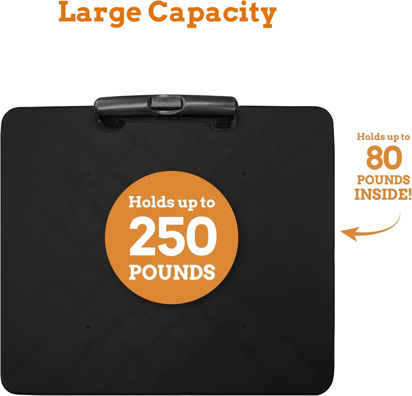 Inspired Living Collapsible Ultra-Slim Pack-N-Roll,2 Wheel Utility Cart w/Lid used as Seat up to 250 Lbs, Telescopic Handle - Super Strong, for Home, Garden, Shopping, Office, School use, Large, Black