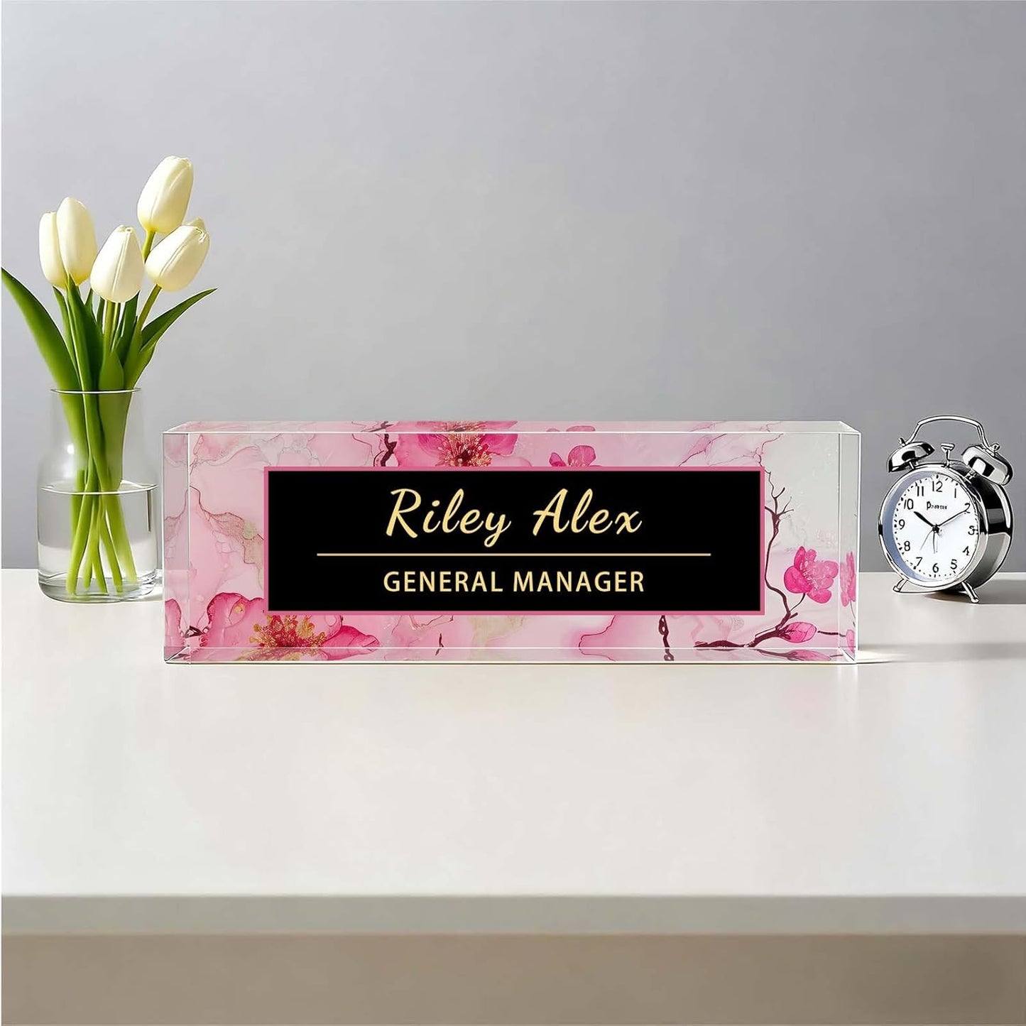 Desk Name Plate Personalized, Office Decor Cute Desk Accessories for Employee Appreciation Gifts Office Gifts for Boss, Teacher (S2)