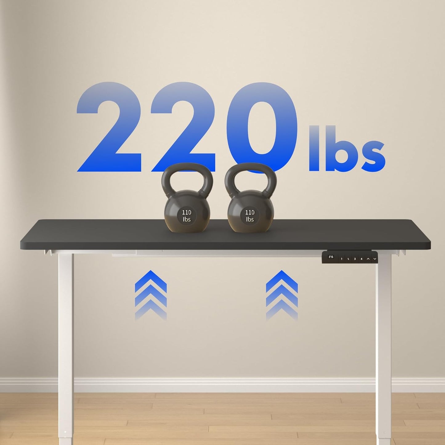 FLEXISPOT E3 Dual Motor Electric Standing Desk 48x24 Inch Whole-Piece Board Height Adjustable Electric Sit Stand (White Frame + Black Desktop, 2 Packages)