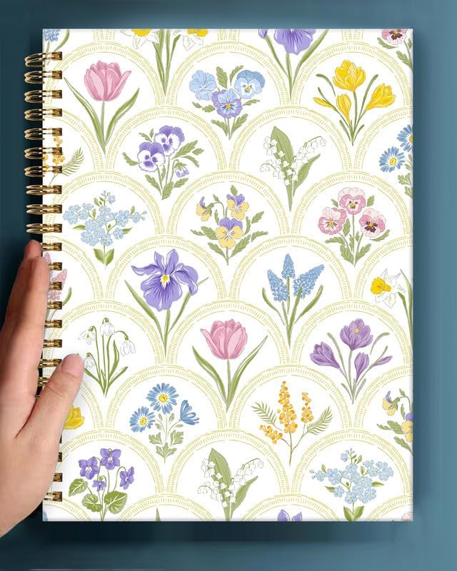 Spiral Journal Notebook,A5 Hardcover Lined Journals for Women Girl 6 x 8.3 in,120 Pages Thick Paper,Cute College Ruled Writing Notebook for Gifts Office Work School(Spring Garden Flower)