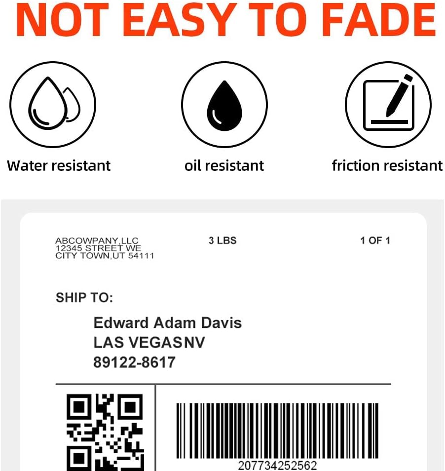 4x6 Thermal Label Printer Paper, Fan-Fold Shipping Labels,Water/Oilproof Adhesive Thermal Shipping Label Stickers Compatible with USPS, Shopify, Amazon, Etsy, Ebay, DHL, UPS- 100 PCS White