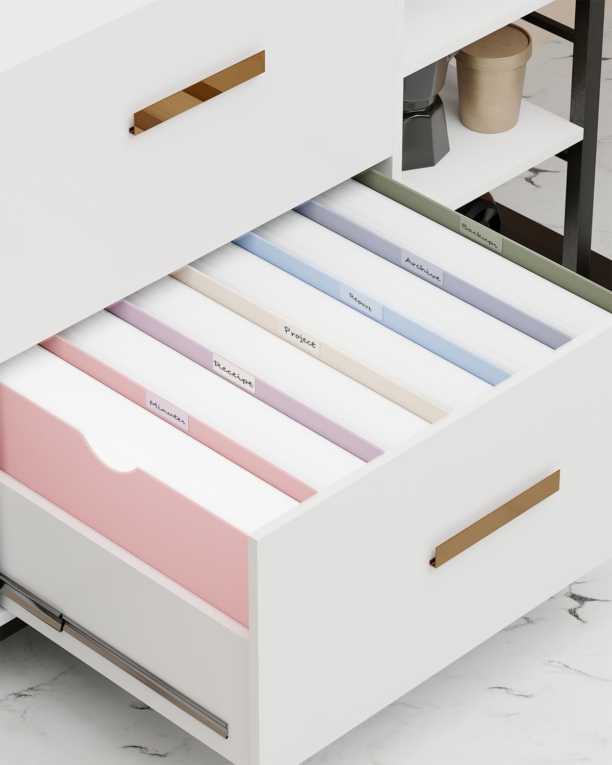 ANSOOK Plastic File Jackets,3" Legal Size Manilla Folders,12 Pack Expanding File Folder,Heavy Duty Expansion Pocket,File Cabinet Folders,Straight Cut Tab,Morandi Color Manila Folder for Home Office