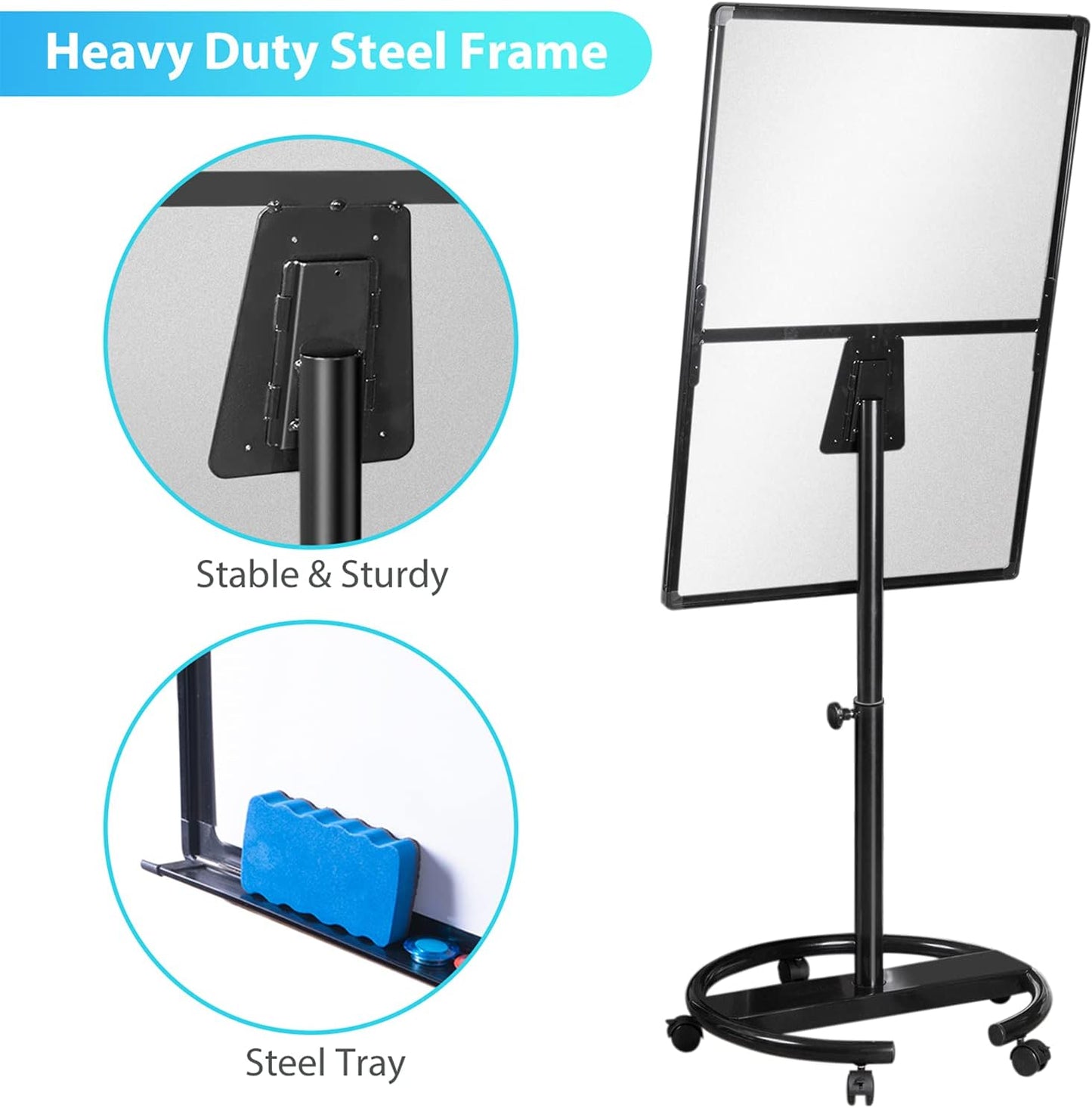 maxtek Mobile Dry Erase Board – 40x28 inches Magnetic Portable Whiteboard Stand Easel White Board Flipchart Easel Board with 25 Sheets Paper Pad