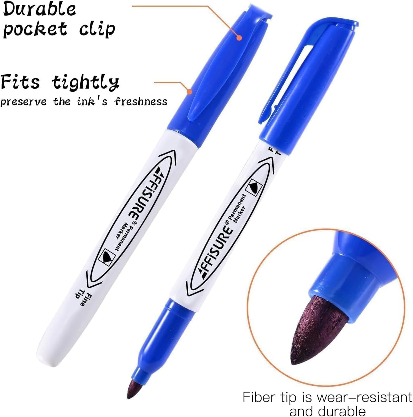 Permanent Markers Assorted Colors Set, 24 Colored Markers 24 Pack, Fine Point，Works on Wood, Plastic, Metal, and More, for Adults, Artist, Taecher, Kids