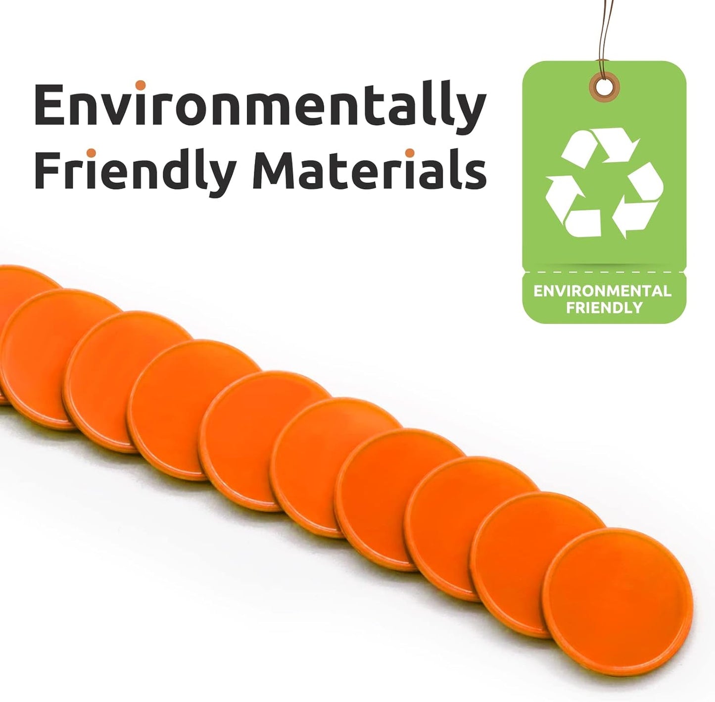 Set of 100 Opaque Plastic Learning Counters Mini Poker Chips Game Tokens with Storage Box (Orange, 1.58 Inch)