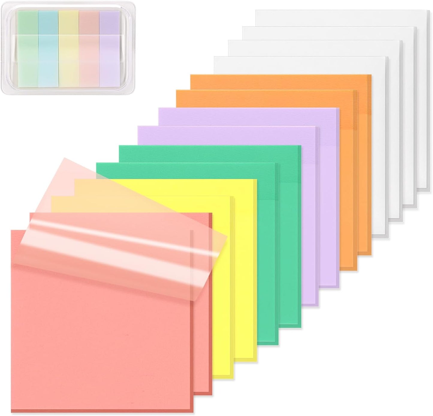 ‎SYMDROMIA Transparent Sticky Notes, 3"x3" Clear Post Translucent Sticky Notes with See Through Self-Adhesive Sticky Pads for Office School College Supplies, 800 Sheets Soft Macron