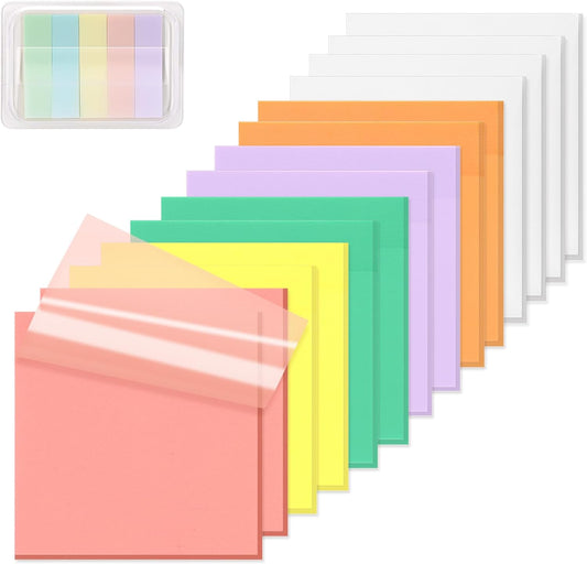 ‎SYMDROMIA Transparent Sticky Notes, 3"x3" Clear Post Translucent Sticky Notes with See Through Self-Adhesive Sticky Pads for Office School College Supplies, 800 Sheets Soft Macron