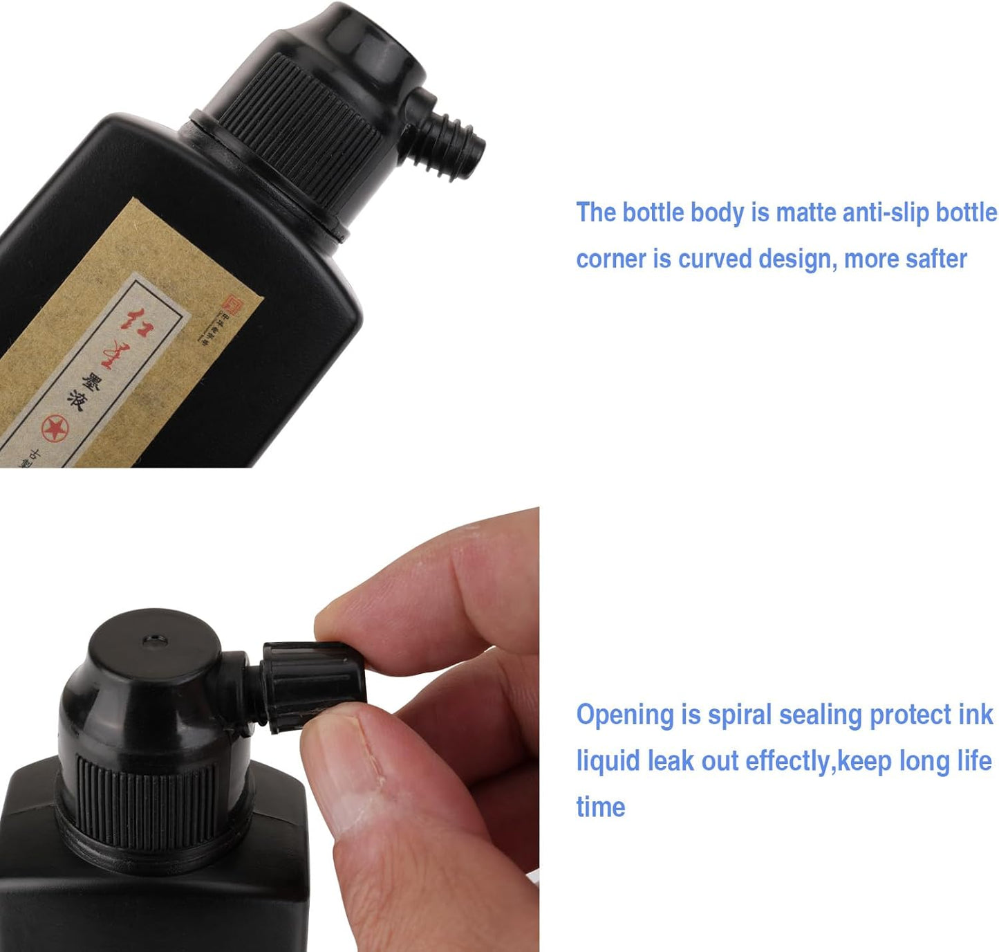 MEGREZ Chinese Calligraphy Ink, Redstar Sumi Liquid Ink for Brush Writing Practice, Chinese Japanese Calligraphy & Drawing, 17.6oz(500g)/Bottle