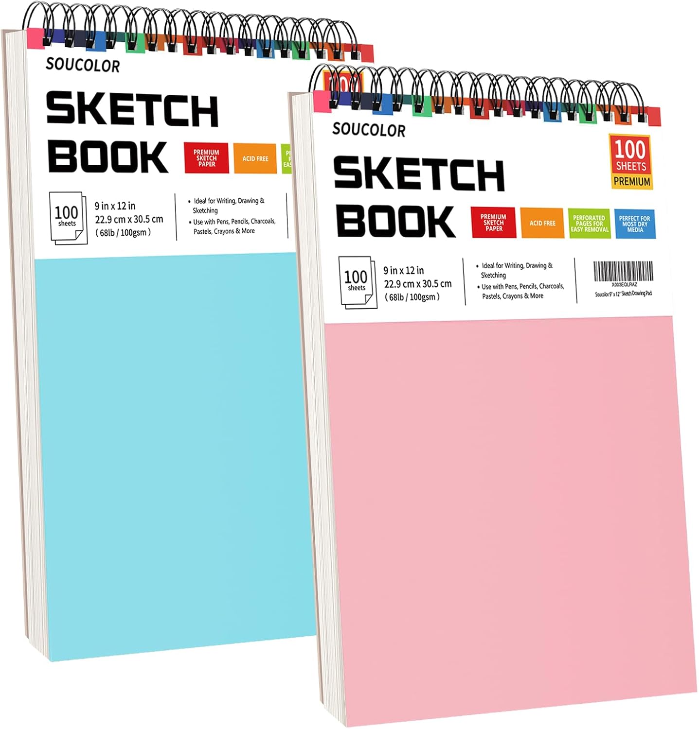 Soucolor Art Supplies Sketching Kit with 100 Sheets 3-Color Sketch Book, Teen Girl Gifts, Arts and Crafts for Kids Ages 8-12, School Supplies Gifts for Artists Adults Teens Girls Boys Kids