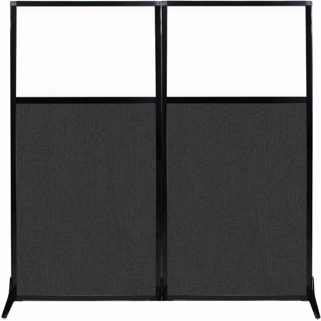 Versare Workstation Partition | Portable Wall Divider | Modern Office Cubicle | Free Standing Privacy Screen | Flexible Work Space | 66" x 70" W/Window, Black Fabric Panels
