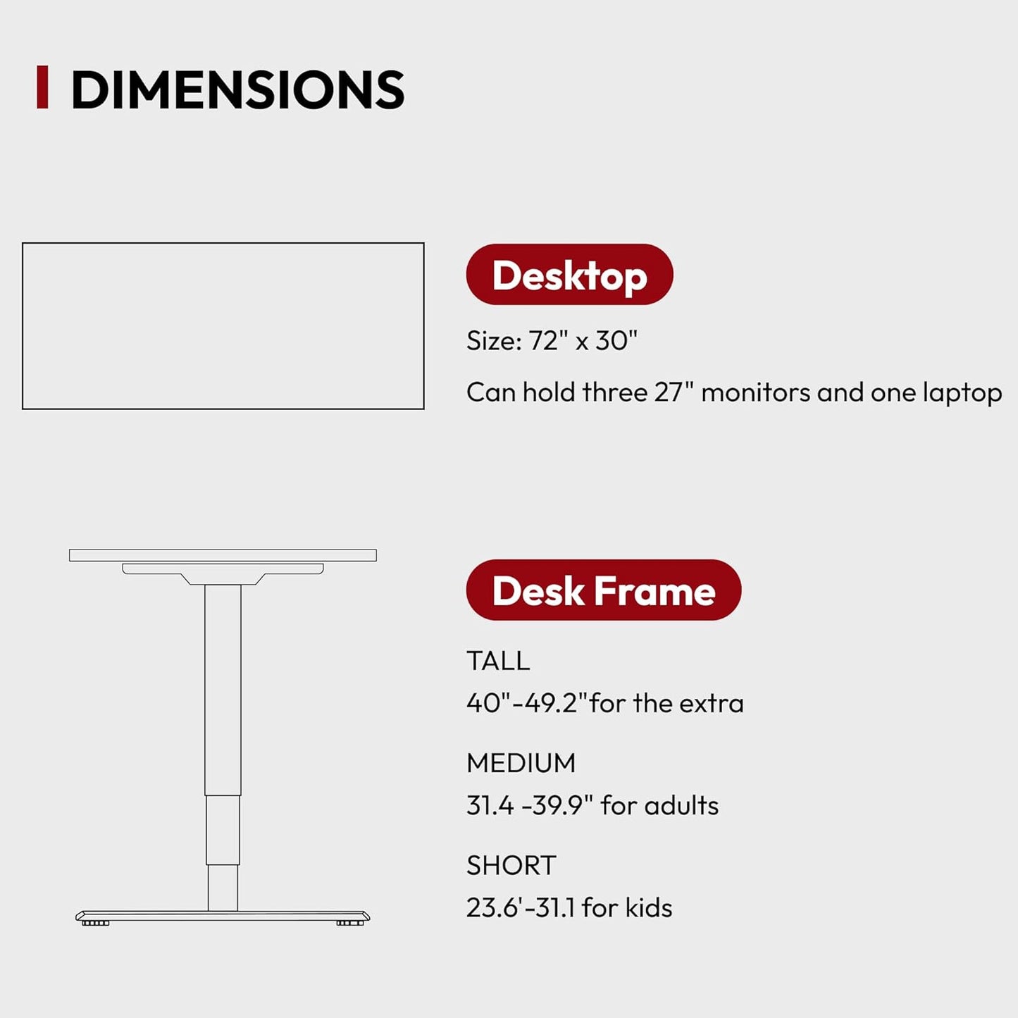 Standing Desk with Dual Motor, 3-Stage Lifting Column, Handset with 3 Preset and Sit-Stand Reminder - 72 inch Whole Piece Real Bamboo/Black Frame, Height Adjustable Desk for Home and Office